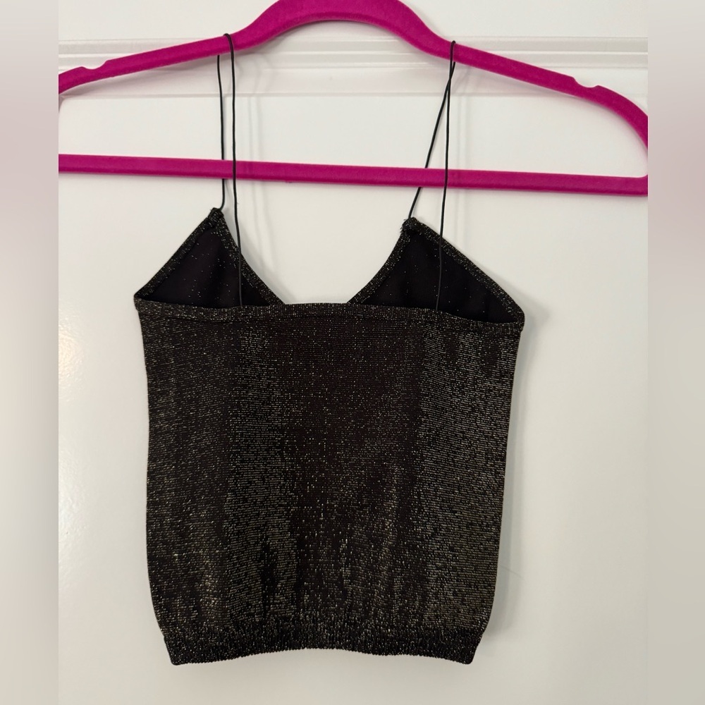 NWOT Free People Intimately Black & Gold Strappy Crop Top in XS/S - Picture 6 of 7
